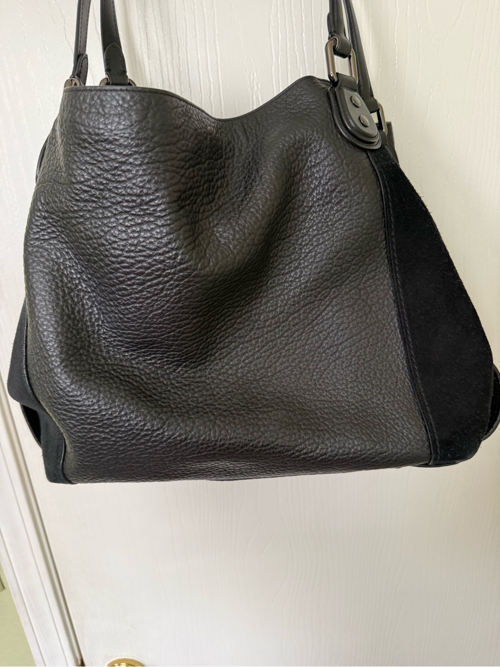 COACH Edie Shoulder Bag 42 in Black Leather & Suede